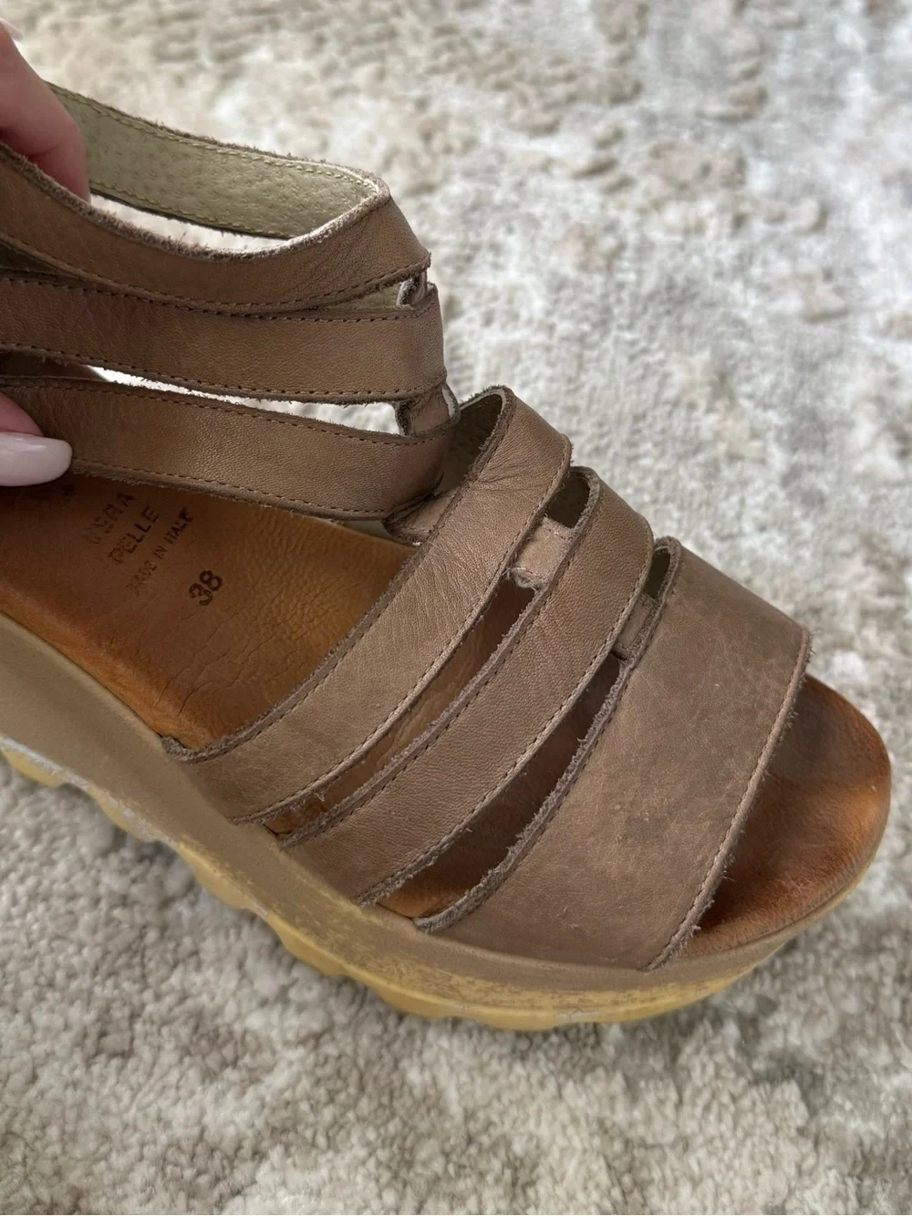 Made in Italy Tan Leather Wedges